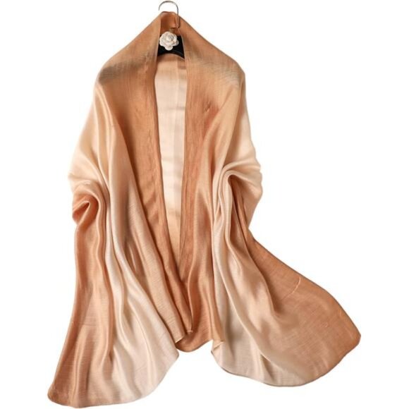 Women Gradient Scarf Long Shawls Wraps Lightweight Khaki - Picture 3 of 6